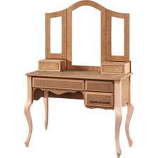 Mobilya Baba Tosya 3 Çekmeceli Lükens Makyaj Masası Cilasız Ham Ahşap