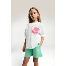 U.S. Polo Assn. Kız Çocuk Krem Yeşil Şort Takım