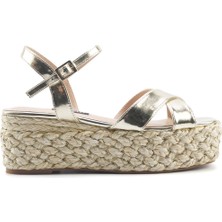 Nine West Pansy Kadın Altın Espadril Suni Deri Düz Taban Yazlık Ayakkabı