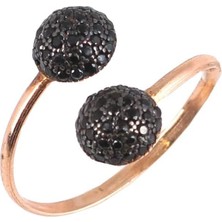 925 Ayar Gümüş Yarım Toplu Yüzük, Pembe