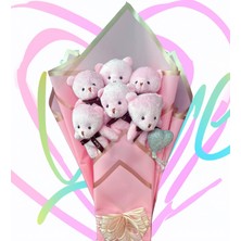 Sole Sevgiliye Özel Pembe Konsept Romantik Peluş Ayıcık Buketi