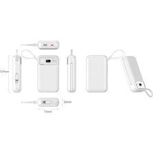 Boğazören Dahili Çoklu Kablolu Hızlı Şarj 20.000 Mah Pd 20w + 22.5w 15w Dijital Göstergeli Powerbank