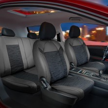 fiat Marea Deri Detaylı Süet Oto Koltuk Kılıfı Ön Arka Set Premium Tasarım Siyah Fs