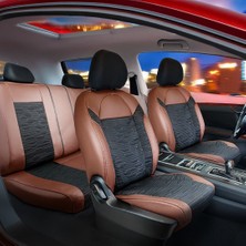 fiat Tempra Deri Detaylı Süet Oto Koltuk Kılıfı Ön Arka Set Premium Tasarım Kahverengi Siyah Fs