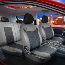 fiat Uno Deri Detaylı Süet Oto Koltuk Kılıfı Ön Arka Set Premium Tasarım Gri Siyah Fs