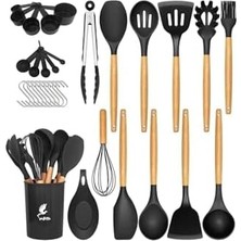 Storemax Mikla Isıya Dayanıklı Yanmaz Yapışmaz 33 Parça Silikon Spatula Mutfak Seti Siyah