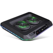 Storemax Gaming GT200 Laptop Soğutucu Notebook Stand, 3000 Rpm,10 Rgb Işık Kontrolü, 15.6-17 Inch, Hız Kontrolü, 2 Büyük Fan,telefon Standı, 1 Type-C Usb,1 USB