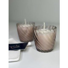 Aurelia Candle -Tekli Gül Pembe Spiral Desenli Cam Bardaklı Kokulu Mum