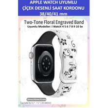 ZETCONCEPT Apple Watch 4 5 6 7 8 9 10 Se 38 40 41MM Çiçek Desenli Kordon Kayış Kaliteli Silikon Bileklik