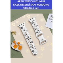 ZETCONCEPT Apple Watch 4 5 6 7 8 9 10 Se 38 40 41MM Çiçek Desenli Kordon Kayış Kaliteli Silikon Bileklik