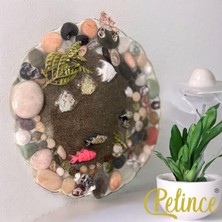 Pelince Epoksi Reçine Tablo - Deniz Taşları - Çapı: 30  cm