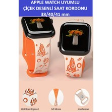 ZETCONCEPT Apple Watch 4 5 6 7 8 9 10 Se 38 40 41MM Kelebek Gül Desenli Kordon Kayış Kaliteli Silikon Bileklik
