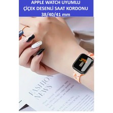 ZETCONCEPT Apple Watch 4 5 6 7 8 9 10 Se 38 40 41MM Kelebek Gül Desenli Kordon Kayış Kaliteli Silikon Bileklik