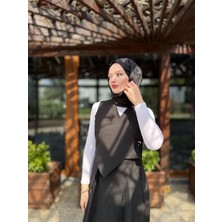 Tokalı Yandan Bağlamalı Yelek Etek Takım