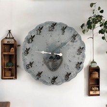 Pelince Epoksi Reçine Duvar Saati - Vav - En Boy 25  cm