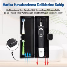 Mudily Oral-B Şarjlı ve Pilli Diş Fırçası İçin Uyumlu Hijyenik Koruma Kapağı (4 Adet ve Renkli) ve Seyahatler İçin Hijyenik Taşıma ve Saklama Kutusu (Siyah Renk)