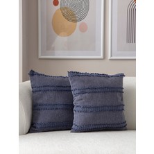 Swita Home Ikili Dekoratif Puantiye Keten Kumaşlı Kırlent Kılıfı 43X43 Lacivert