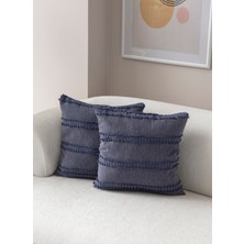 Swita Home Ikili Dekoratif Puantiye Keten Kumaşlı Kırlent Kılıfı 43X43 Lacivert