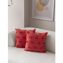Swita Home Ikili Dekoratif Puantiye Keten Kumaşlı Kırlent Kılıfı 43X43 Pembe