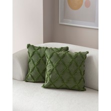 Swita Home Ikili Dekoratif Puantiye Keten Kumaşlı Kırlent Kılıfı 43X43 Yeşil