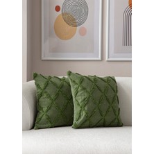 Swita Home Ikili Dekoratif Puantiye Keten Kumaşlı Kırlent Kılıfı 43X43 Yeşil