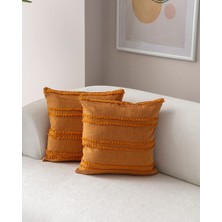 Swita Home Ikili Dekoratif Puantiye Keten Kumaşlı Kırlent Kılıfı 43X43 Hardal