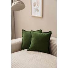 Swita Home Yeşil Rengi Saçaklı Tek Renk 43X43 Kırlent Kılıfı