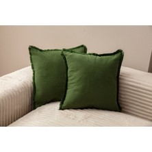 Swita Home Yeşil Rengi Saçaklı Tek Renk 43X43 Kırlent Kılıfı