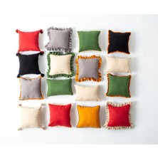 Swita Home Yeşil Rengi Saçaklı Tek Renk 43X43 Kırlent Kılıfı
