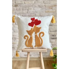 Swita Home Punch Işlemeli Tekli Dekoratif Özel Tasarım Kırlent Kılıfı (Panç)