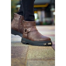 Shoecide SHO227 Fermuarlı Metal Desen Cst Yukon Erkek Harley Postal Bot Kahve