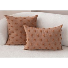 Swita Home Ikili Dekoratif Puantiye Keten Kumaşlı Kırlent Kılıfı 43X43, 35X50