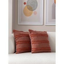 Swita Home Ikili Dekoratif Puantiye Keten Kumaşlı Kırlent Kılıfı 43X43 Kiremit