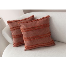 Swita Home Ikili Dekoratif Puantiye Keten Kumaşlı Kırlent Kılıfı 43X43 Kiremit