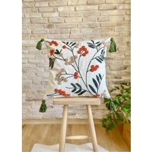 Swita Home Punch Işlemeli Tekli Dekoratif Özel Tasarım Kırlent Kılıfı (Panç)