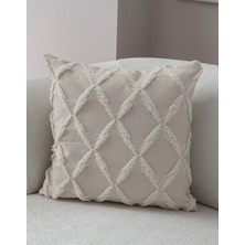 Swita Home Tekli Dekoratif Puantiye Keten Kumaşlı Kırlent Kılıfı 43X43 Krem