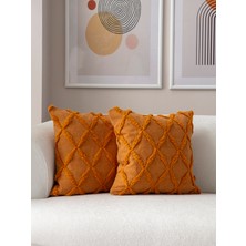 Swita Home Ikili Dekoratif Puantiye Keten Kumaşlı Kırlent Kılıfı 43X43 Hardal