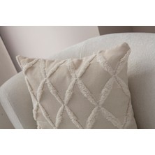 Swita Home Tekli Dekoratif Puantiye Keten Kumaşlı Kırlent Kılıfı 43X43 Krem