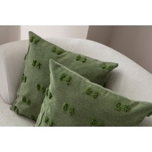 Swita Home Ikili Dekoratif Puantiye Keten Kumaşlı Kırlent Kılıfı 43X43 Yeşil
