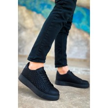 Shoecide SHO203 Bağcıklı Özel Tasarım Ost Maglieria Erkek Ayakkabı Sıyah