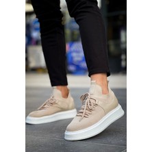 Shoecide SHO2408 Bağcıklı Yüksek Taban Tbt Fusion Erkek Spor Ayakkabı Krem
