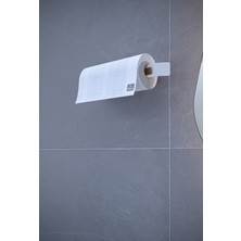 Beyaz Metal Yapışkanlı Kağıt Havluluk, Kağıt Havlu Askısı, Peçetelik, Banyo Mutfak Askısı