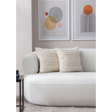 Swita Home Ikili Dekoratif Puantiye Keten Kumaşlı Kırlent Kılıfı 43X43 Krem