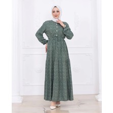 MSK Fashion Çiçek Desen Düğmeli Elbise