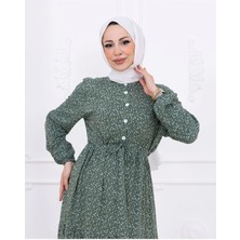 MSK Fashion Çiçek Desen Düğmeli Elbise