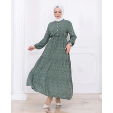 MSK Fashion Çiçek Desen Düğmeli Elbise