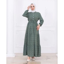 MSK Fashion Çiçek Desen Düğmeli Elbise