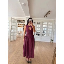 Reka Moda Kolsuz Uzun Kabardin Elbise - Bordo