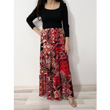 Kadın Otantik Desenli Uzun Etek - Tesettür Etek