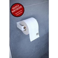 Beyaz Metal Yapışkanlı Modern Tuvalet Kağıtlık, Wc Kağıtlık, Tuvalet Kağıdı Askısı